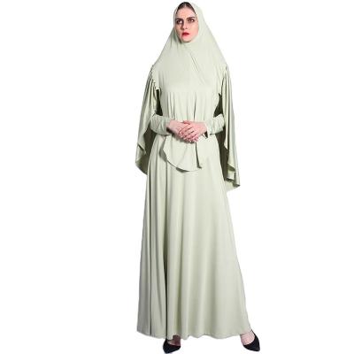 China Big size wide swing dress with sash 2022 new arrival wholesale muslim clothing abaya prayer dress islam abaya set two-piece girls for sale