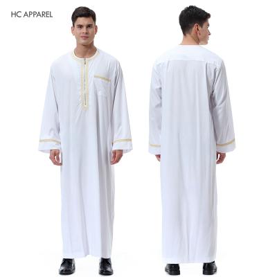 China Wholesale 2022 Print White Muslim Abaya Dubai Men Abaya Zipper Neck Men Long Abaya Dress New Arrival Men's Dress Round Muslim Islamic Men Clothing for sale