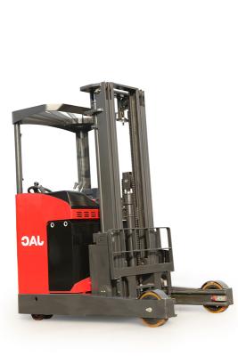 China 1 Ton Airport Warehouse Electric Reach Stacker Forklift For Moving Cargo In Pallet for sale