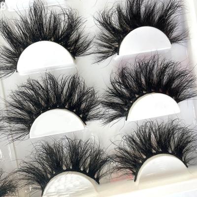 China Mink Eyelashes Soft Natural Lashes 25mm Real Mink Eyelash With Eyelash Packing Box Premium 5D Mink Fur Hand Made Custom Seller for sale