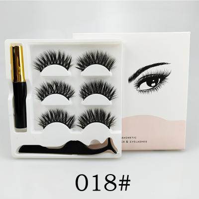 China Natural Long 5 Magnetic Eyelashes 3 Pairs Magnetic Liquid Eyeliner Tweezers False Eyelashes Set Magnetic Eyeliner for sale