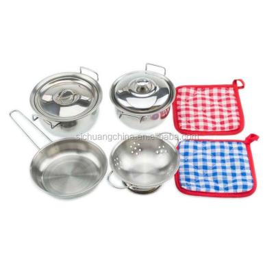 China KIDS 2023 Hot Selling Pretend Play Kitchen Toy Stainless Steel Kitchen Set Toy For Children for sale