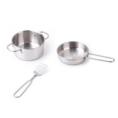 China Cooking Play Toys Stainless Steel Pot Mini Kitchen Toys Toys Set For Kids for sale