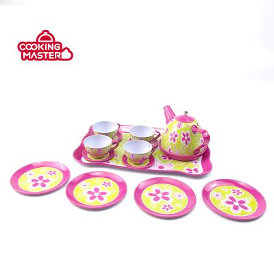 China Play Kitchen Set 2021 New Model Tin Tea Set Pretend Play Toys For Kids for sale