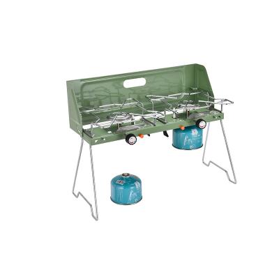 China Hotel Portable Gas Stove Outdoor Foldable Windproof 2 Burner for sale