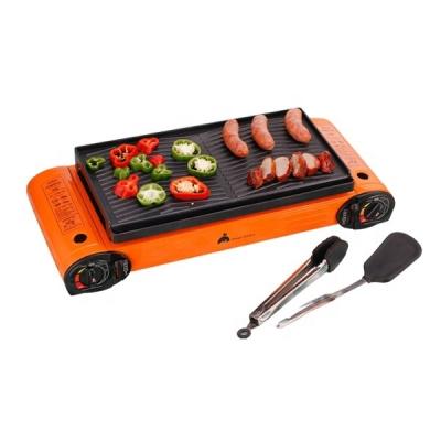 China Factory Supply Easily Assembled Hot Selling Double Burner Garden or Portable Outdoor Butane Gas BBQ Grill for sale