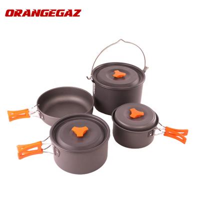 China Outdoor Cooking Cookware Set for 6 - 9 Person Portable Camping Cookware Kit Set Outdoor Camping Cookware Picnic Set with Pots for sale