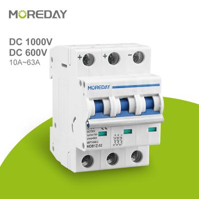 China Solar PV System MOREDAY Non Polarized DC Mini Circuit Breaker MCB 63 Amp Circuit Breakers Solar DC MCB 3 Poles Busbar With CE CB TUV Certificate for sale