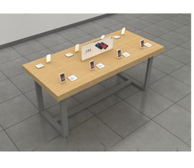 China popular design display table for phone shop electronics shop display furniture wood with metal hardware for sale