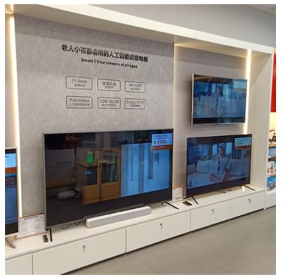 China custom wood veneer TV set Digital Products display furniture for home appliances shop new design Technological display stand en venta