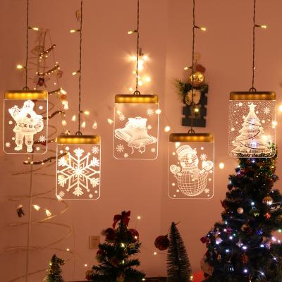 China 5pc/set Acrylic+LED New Design Festival Decorative Holiday Decor Christmas Hanging Window Decoration Room Layout 3D Light Light for sale