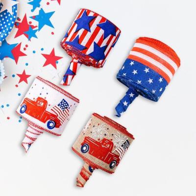 China 100% Eco-Friendly American 4th of July Independence Day Decoration Fabric Ribbons for sale