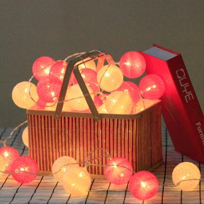 China Acrylic+LED Cotton Balls String Lights1.5m 3m 6cm LED Outdoor Fairy Garden Wedding Decoration 6m Garland Lights Home Christmas Lantern for sale