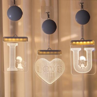 China New Design Acrylic+LED 3pcs/set Daylights Window Window Layout 3D Hanging Night Light Wedding DecorationValentine for sale