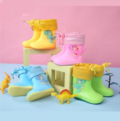 China Lightweight Cheap Child Cute Cartoon Winter Rain Boots With Cute Dinosaur for sale