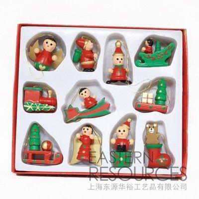 China For Hanging Set of 11, Wooden Christmas Decoration Hanging Ornament for sale