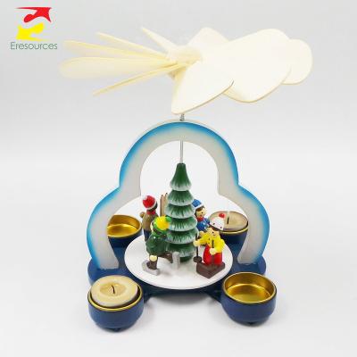 China German Wooden Christmas Decoration Amazon Pyramid with 4 Tealight Stands H: 21cm for sale