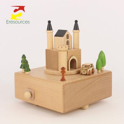 China Eco-friendly Wooden Music Box Castle Model for sale