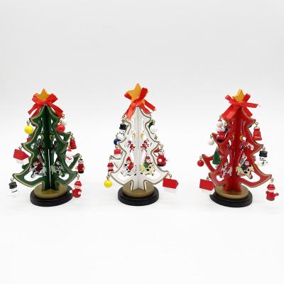 China Christmas Deoration 17cm DIY Wooden Decorated Christmas Tree Decoration for sale