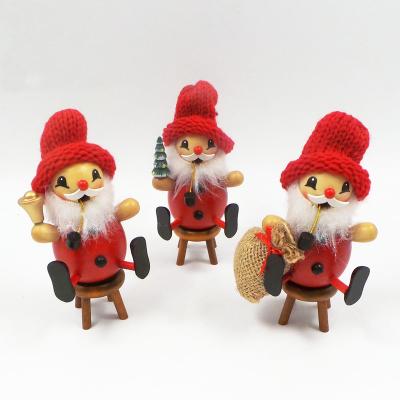 China For Christmas Wooden Incense Cone Smokingman Santa Decoration for sale