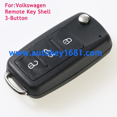 China 3Button Plastic Flip Remote Folding Key Shell For VW Tiguan Golf Sagitar Polo MK6 Touareg FOB Case With Logo for sale