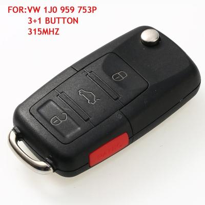 China 315mhz 3+1button plastic car remote key for VW FCCID: 1J0959753P for sale