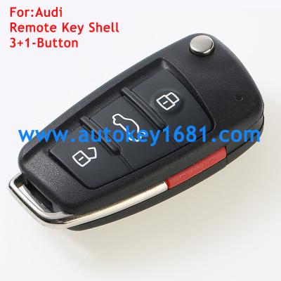 China for RS 3+1panic button audi remote flip key shell fob A3 A4 A5 A6 A8 Q5 Q7 TT S LINE remote key cover 1369 for sale