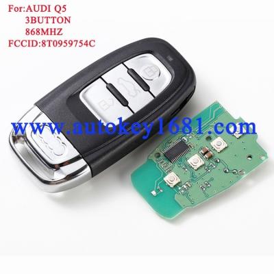 China Car plastic smart key for AUDI Q5 A4L 754c 3 button 868mhz with uncut small key balde remote keys for sale