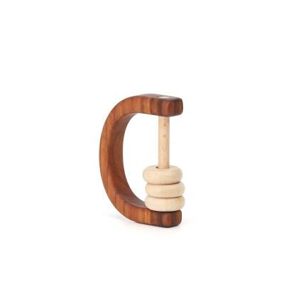 China High Quality Soft Bell Rattle Hand Rattle Baby Soothing Natural Wooden Baby Rattle Toys for sale