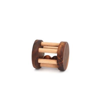 China Musical Toddler Toys High Quality Wooden Kids Rolling Bell Rattle Teether Shaker Musical Toy for sale