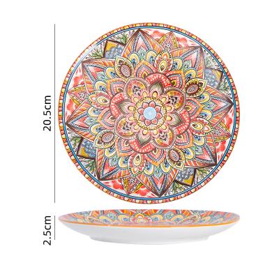 China 8 Inch Sustainable Christmas Porcelain Ceramic Dinnerware Set Handmade Bohemian Ceramic Dishes for sale