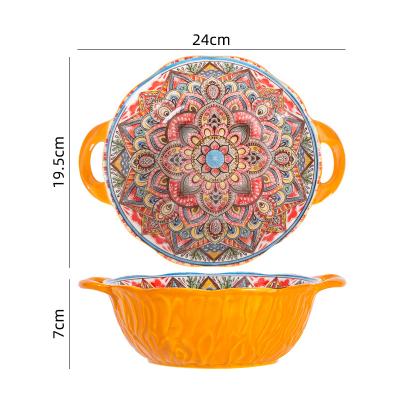 China Wholesale Unique Creative Viable Plant Shape Green Salad Fruit Bowl Ceramic Bowl With Handle For Restaurant for sale