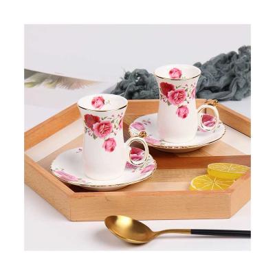 China Viable New Fashion Elegant White Ceramic China Tea Saucers Coffee Cup Set for sale