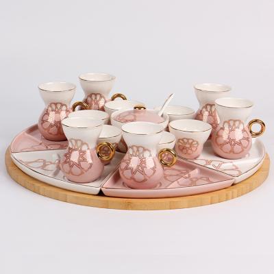 China Office Viable Luxury Ceramic Afternoon Porcelain Cafe European Tea Cup With Saucer Set Gift for sale