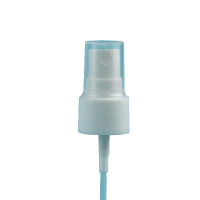 China 20-410 Non-Refillable White Plastic Ribbed High Skirt Fine Mist Fingertip Sprayer With Clear Finished Cap for sale