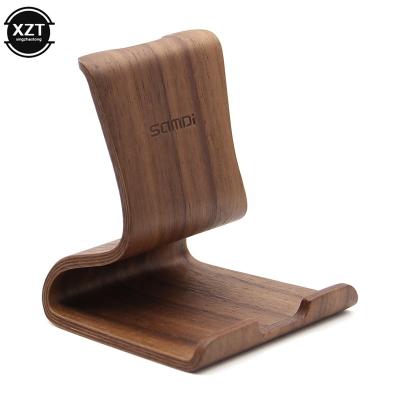 China Wooden craft Desktop Tablet Lazy Holder Table Cell Support Universal Mobile Phone Holder Wooden Walnut Birch Stand for Smart Phone iPad for sale