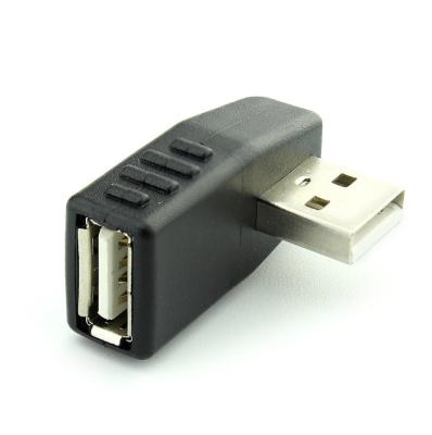 China Laptop 90 degree USB 2.0 A male to female Left and right angled adapter USB 2.0 AM/AF Connector for laptop PC Computer Black for sale