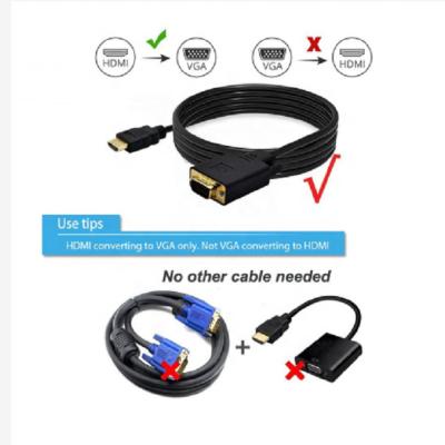 China Multimedia 1.8m Full HD 1080P HDTV Male to VGA Active Cable Adapter cord for sale