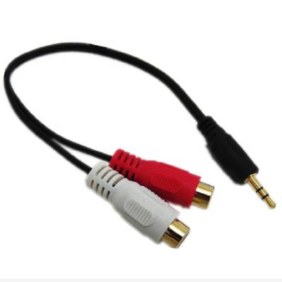 China Monitor 0.2M Rca Cables Gold Plated Black 3.5mm Male to 2RCA Female Audio Cable Aux Cable for sale