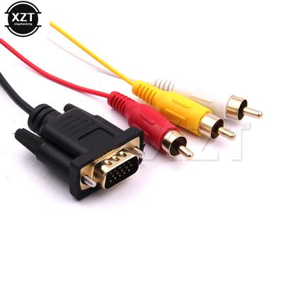 China Multimedia 1.5M 5FT Male HDTV To VGA HD15 + 3RCA Video/Audio AV Cable Golden Plated Adapter Connector for sale