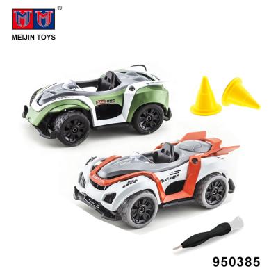 China Assemble DIY Environmental Material Manual Pull Back Screwdriver 2pcs Model Toys Car for sale