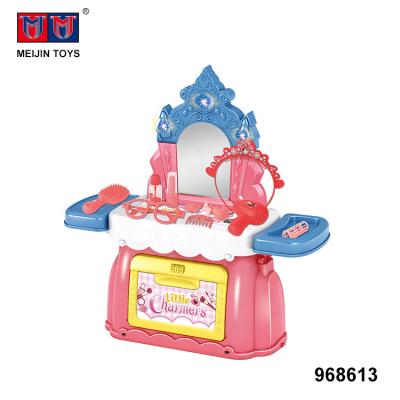 China Preschool Girls Sets Toys Fashion DIY Makeup Plastic Toy Set Kids Dressing Table With Lights Music for sale