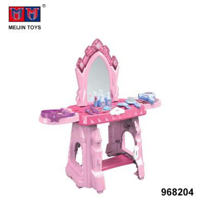 China Luxury Healthy Makeup Toy Set Kids Plastic Dressing Table Non-Toxic Lights Material With Mirror for sale