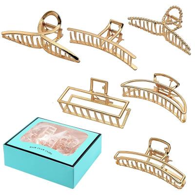 China Hot Selling Amazon Alloy Gold Metal Hairpin Hair Clip Headdress After Bath Hair Claw Clip For Girls Hair Accessories for sale