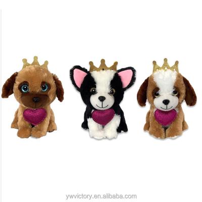 China Personal Gift Toy Factory Custom Stuffed Plush Soft Animal Toys Love Puppy With Crown Valentine's Day Gift for sale