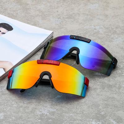 China Custom Logo Driving Running UV400 Outdoor Cycling Sunglasses Big Frame Sports Sunglasses Cycling PC Windproof Sunglasses Beach Sun Glasses for sale