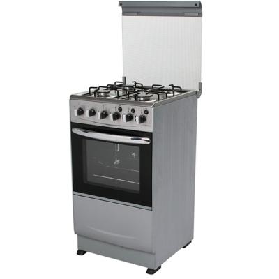 China Traditional Hot Sale 50x50cm Free Standing Barbecue Gas 4 Burner Silver Gray Stove With Bakery Oven For LPG for sale