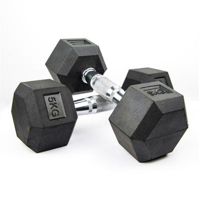 China Supplier 2021new Manufacturer Dumbbell Rubber Covered Hex Dumbbell Material Ismetal Encapsulation Hex Dumbbell for sale