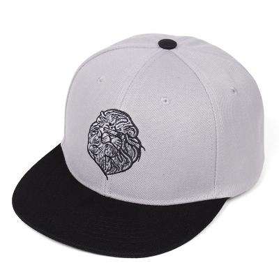 China New OEM Logo Personality Hip Hop Cap Custom Design 5-Panel Hat Lion Embroidery Hat for sale