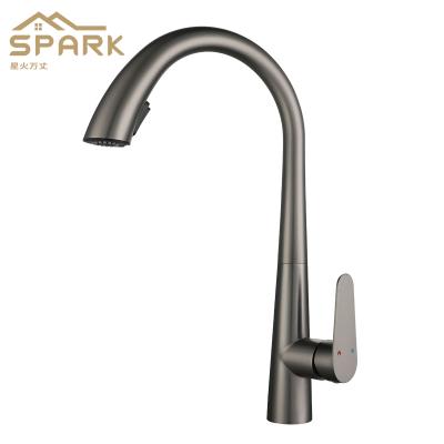 China Sense Faucets Throw Gray High Quality Hot and Cold Pull Down Kitchen Faucet Sink Mixer Pull Out Water Taps for sale